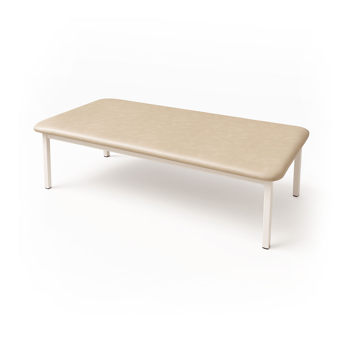Low Wide Exercise Table with beige vinyl upholstery